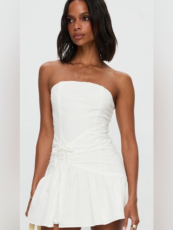 Princess Polly Dresses & Skirts - Princess Polly Strapless White Drawstring Mini Dress
